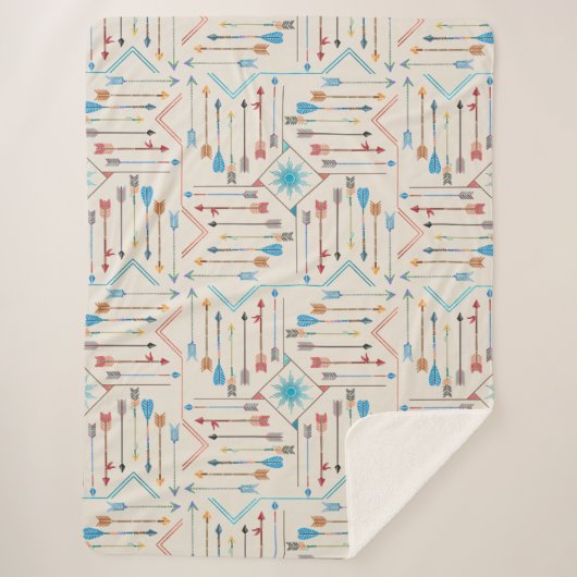 Couverture Sherpa Flèches Boho et Sun V11 ID748 (Devant)