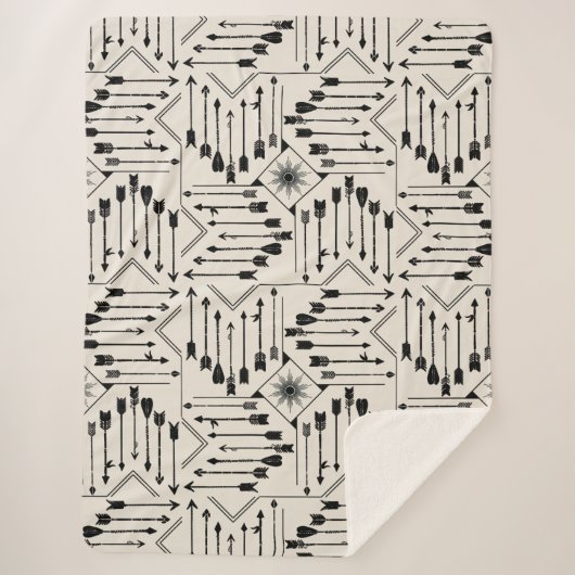 Couverture Sherpa Flèches Boho et Sun V12 ID748 (Devant)