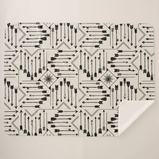 Couverture Sherpa Flèches Boho et Sun V12 ID748 (Devant (Horizontal))