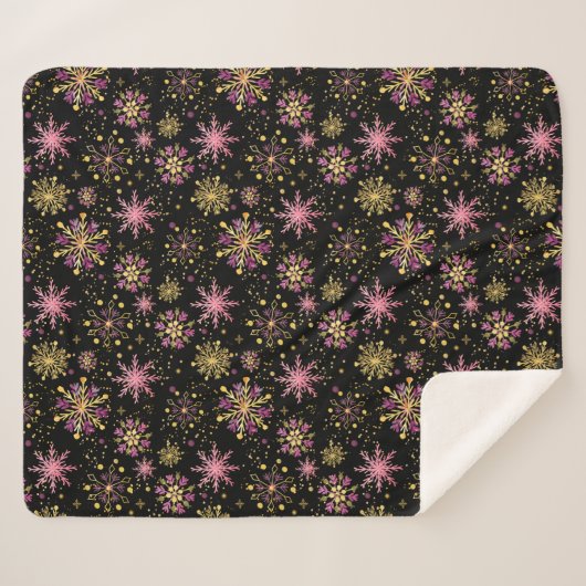 Couverture Sherpa Flèches de neige en or et en noir (Devant (Horizontal))