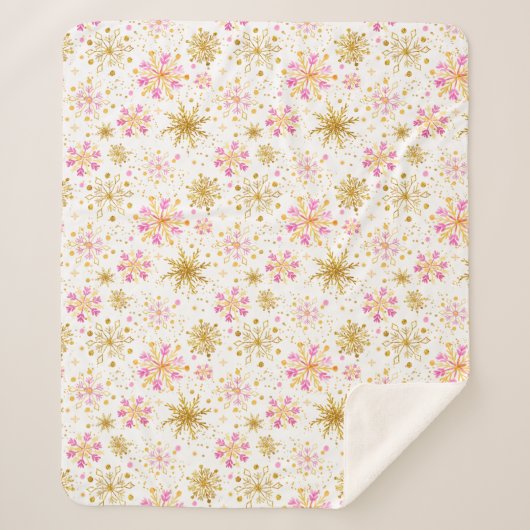 Couverture Sherpa Flèches d'hiver roses et or (Devant)