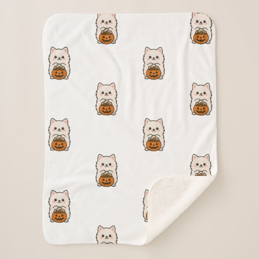 Couverture Sherpa Fleecedeken Halloween - Trésor de Pomeranian (Devant)