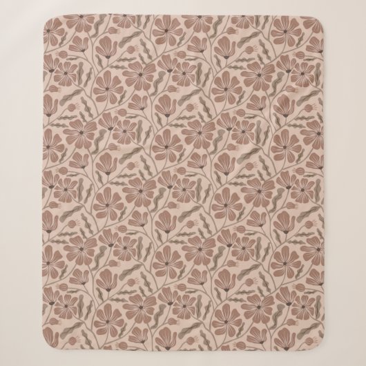 Couverture Sherpa Fleur abstraite de mousse au moka de style moderne (Devant)
