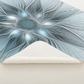 Couverture Sherpa Fleur abstraite joyeuse bleu gris floral fractal (3/4)