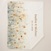 Couverture Sherpa Fleur Aquarelle Nom Date Couple  (Devant)