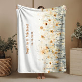 Couverture Sherpa Fleur Aquarelle Nom Date Couple 