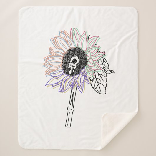Couverture Sherpa Fleur Arc-en-ciel Art Funky (Devant)