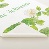 Couverture Sherpa Fleur blanche et jardin Feuille vert (3/4)