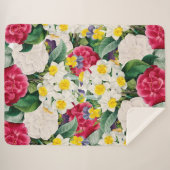 Couverture Sherpa Fleur botanique vintage (Devant (Horizontal))