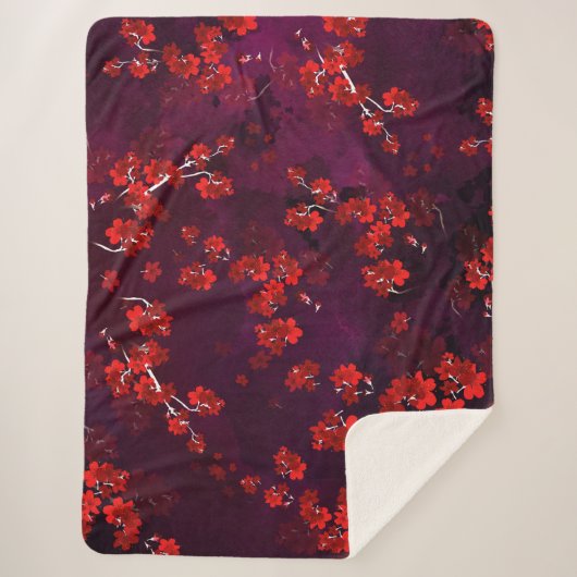 Couverture Sherpa Fleur cerise 3 (Devant)