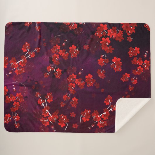 Couverture Sherpa Fleur cerise 3 (Devant (Horizontal))