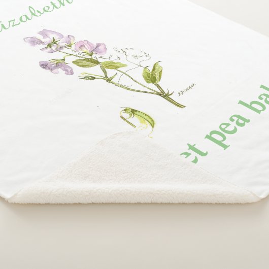 Couverture Sherpa fleur d'aquarelle de pois doux pourpre et vert béb (3/4)