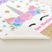Couverture Sherpa Fleur d'aquarelle Unicorn personnalisée (3/4)