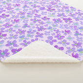 Couverture Sherpa Fleur d'aquarelle violette lilas design blanc (3/4)