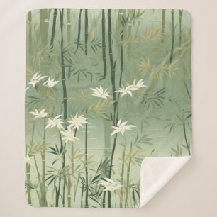 Couverture Sherpa Fleur de bambou sereine asiatique (6)