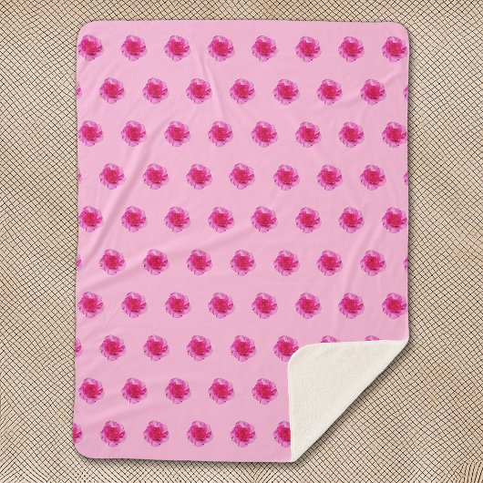 Couverture Sherpa Fleur de carnation rose Motif sans couture sur