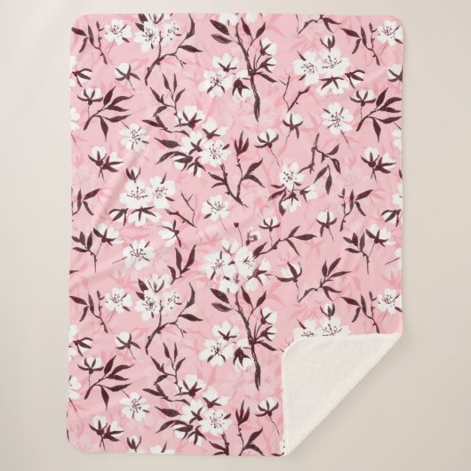 Couverture Sherpa Fleur de cerisier blanc (Devant)
