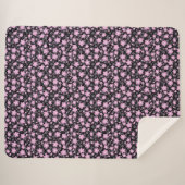 Couverture Sherpa Fleur de cerisier rose noir (Devant (Horizontal))
