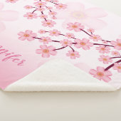 Couverture Sherpa Fleur de cerisier Sakura florale rose avec nom per (3/4)