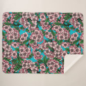 Couverture Sherpa Fleur de cerisier sur bleu (Devant (Horizontal))