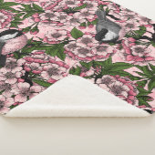 Couverture Sherpa Fleur de cerisiers et poulets roses (3/4)