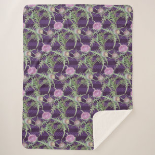 Couverture Sherpa Fleur de chardon violet