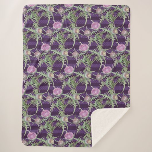 Couverture Sherpa Fleur de chardon violet (Devant)