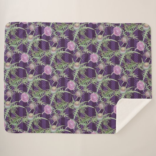 Couverture Sherpa Fleur de chardon violet (Devant (Horizontal))