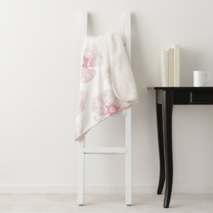 Couverture Sherpa Fleur de coquelicot rose