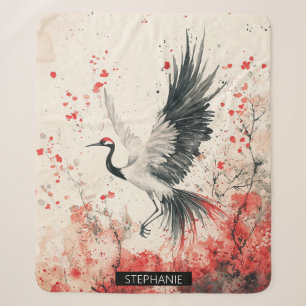 Couverture Sherpa Fleur de grue cramoisie Encre lavis (3)