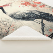 Couverture Sherpa Fleur de Grue Rouge Lavis d'Encre (2) (3/4)