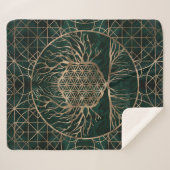 Couverture Sherpa Fleur de la vie dans l'arbre de la malachite et de (Devant (Horizontal))