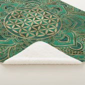 Couverture Sherpa Fleur de la vie dans Lotus - malachite et or (3/4)