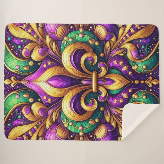 Couverture Sherpa fleur de lis (Devant (Horizontal))