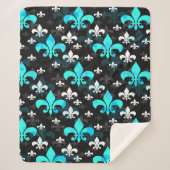 Couverture Sherpa Fleur De Lis Blanc Bleu (Devant)