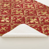 Couverture Sherpa Fleur de lis motif luxe rouge (3/4)
