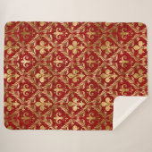 Couverture Sherpa Fleur de lis motif luxe rouge (Devant (Horizontal))