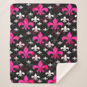 Couverture Sherpa Fleur De Lis Rose Blanc (Devant)