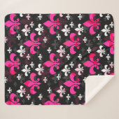 Couverture Sherpa Fleur De Lis Rose Blanc (Devant (Horizontal))