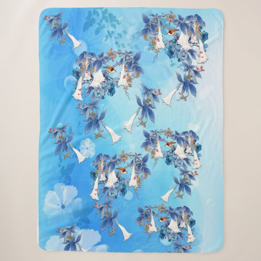 Couverture Sherpa Fleur de lune aquarelle illustrée (Devant)