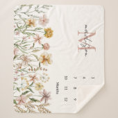 Couverture Sherpa Fleur de Milestone Florale de Monogramme Aquarelle (Devant)