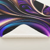 Couverture Sherpa Fleur de Minuit - Abstrait Violet foncé, Sarcelle  (3/4)