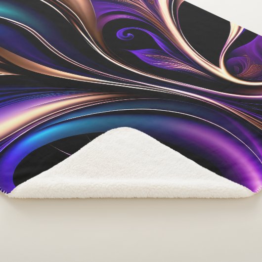 Couverture Sherpa Fleur de minuit - Profond violet, Turquoise & Or A (3/4)