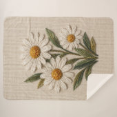 Couverture Sherpa Fleur de Pâquerette Brodée (Devant (Horizontal))
