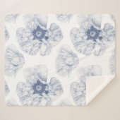 Couverture Sherpa Fleur de pavot illustrée de la Marine (Devant (Horizontal))
