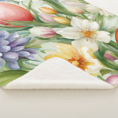 Couverture Sherpa Fleur de pomme gracieuse, tulipes et oeufs de Pâqu (3/4)