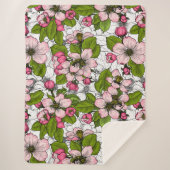 Couverture Sherpa Fleur de pomme sur blanc (Devant)