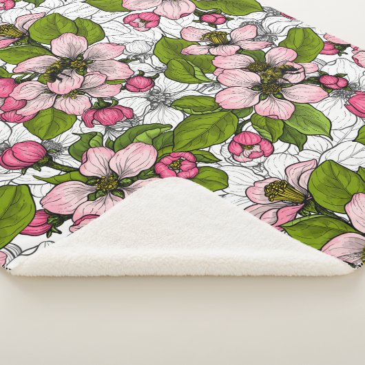 Couverture Sherpa Fleur de pomme sur blanc (3/4)