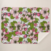 Couverture Sherpa Fleur de pomme sur blanc (Devant (Horizontal))