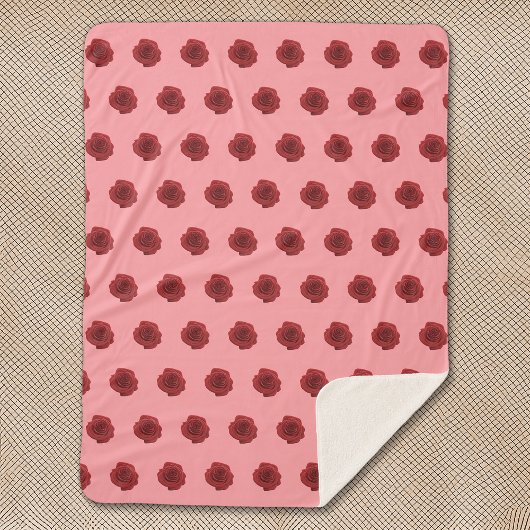 Couverture Sherpa Fleur de rose rouge Motif sans couture sur Sherpa